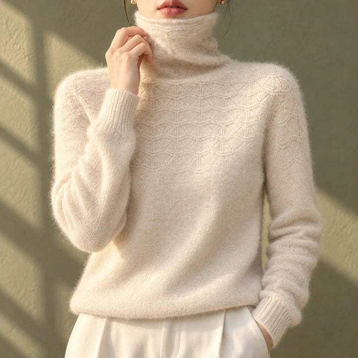 Judith | Elegant Pointelle Knit Turtleneck Sweater