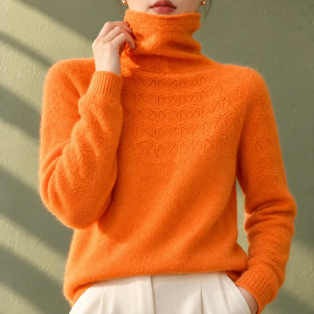 Judith | Elegant Pointelle Knit Turtleneck Sweater