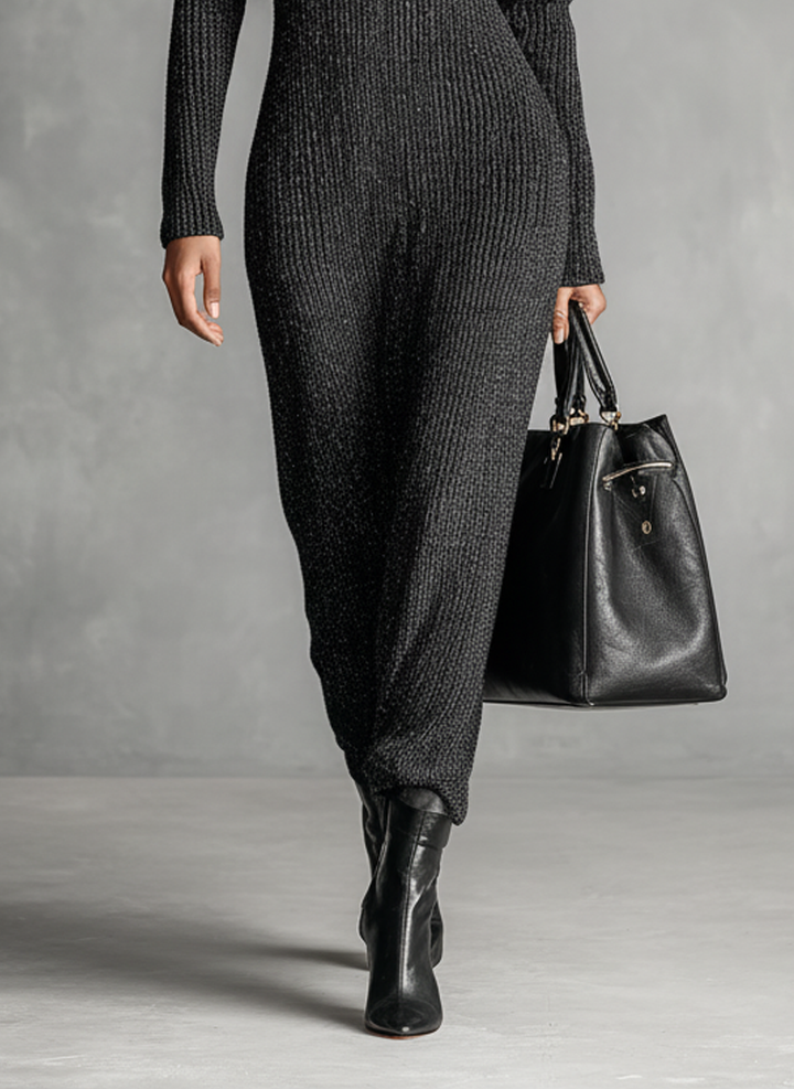 Judith | Polished Quarter Zip Maxi Sweater Dress