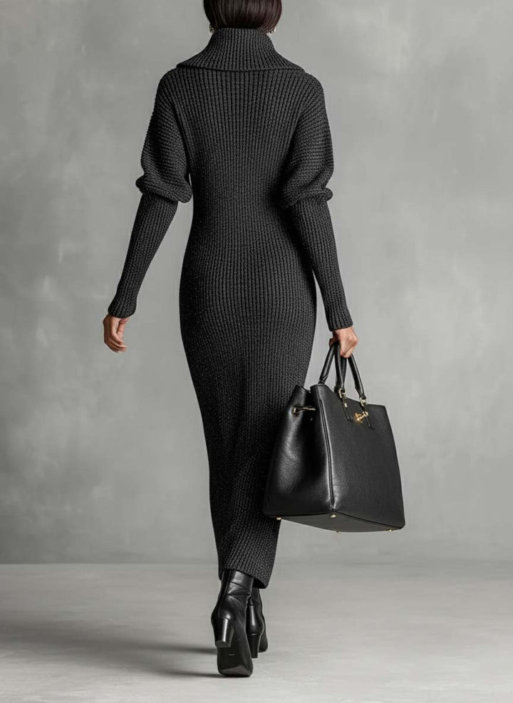 Judith | Polished Quarter Zip Maxi Sweater Dress