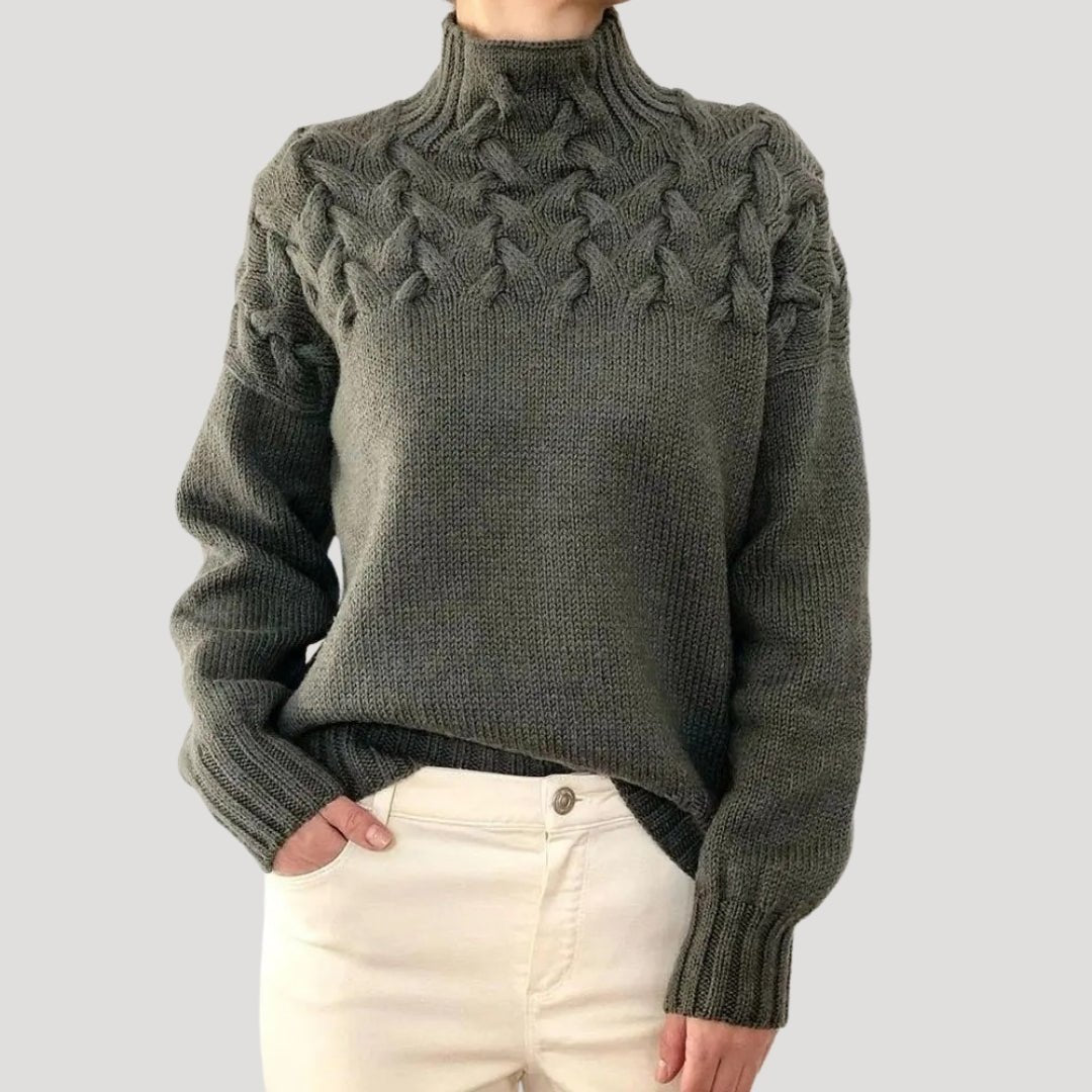 Judy | Classic Turtleneck Cable Knit Sweater
