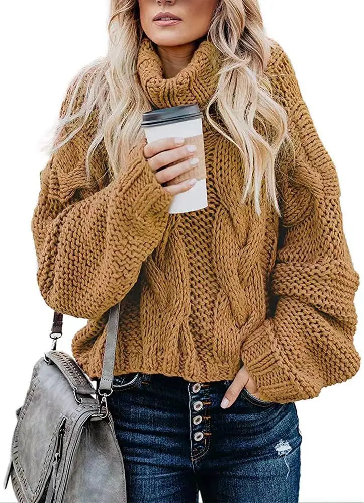 Judy | Oversized Chunky Cable Knit Turtleneck Sweater