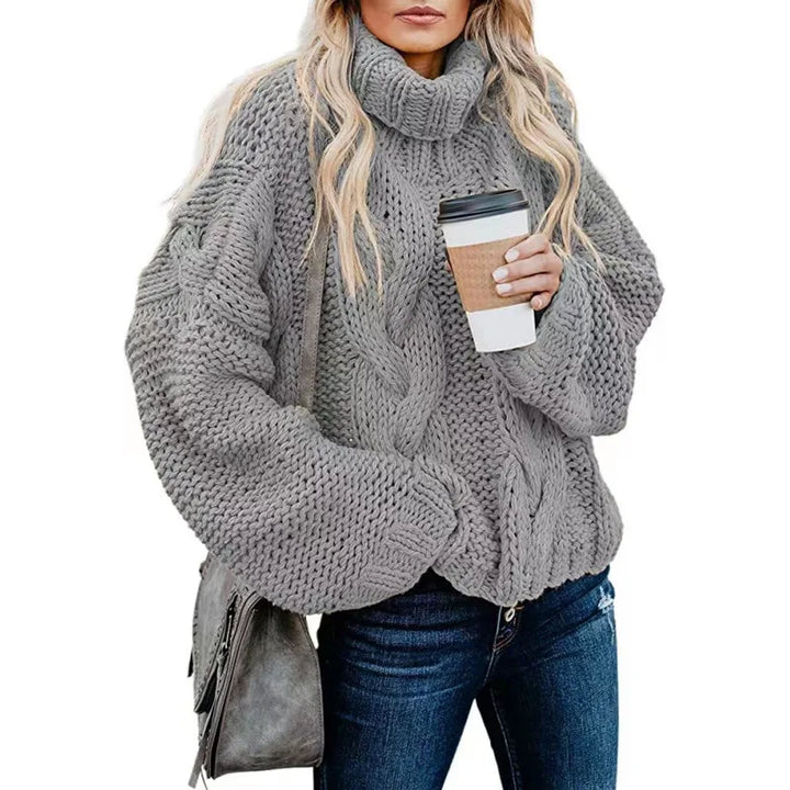 Judy | Oversized Chunky Cable Knit Turtleneck Sweater