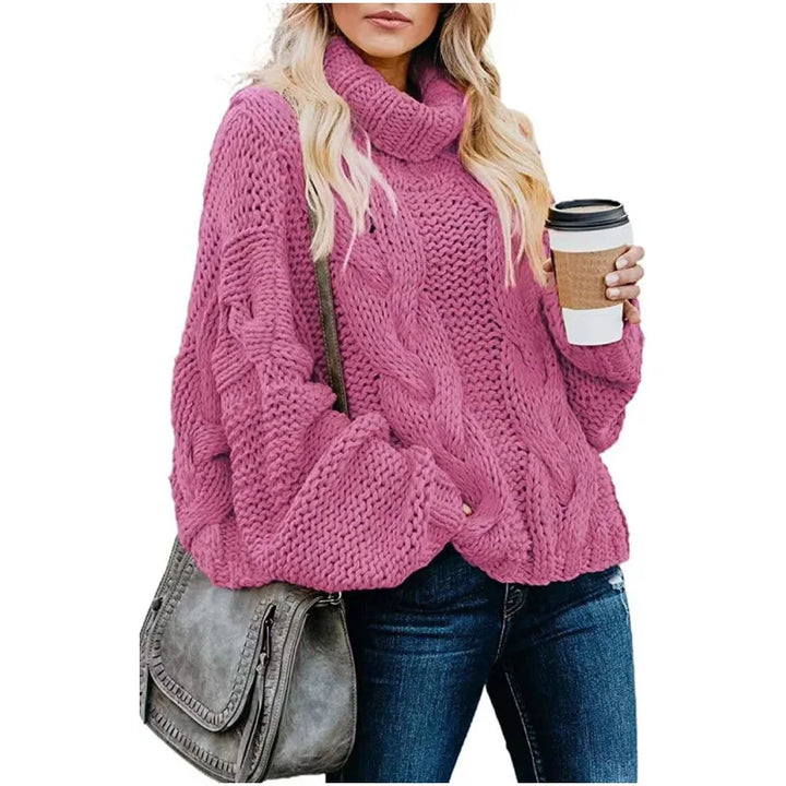 Judy | Oversized Chunky Cable Knit Turtleneck Sweater