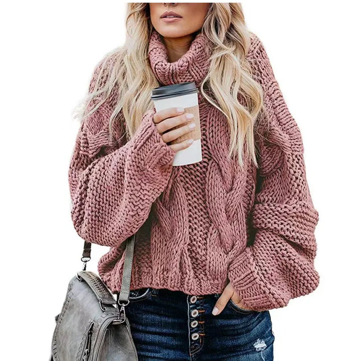 Judy | Oversized Chunky Cable Knit Turtleneck Sweater
