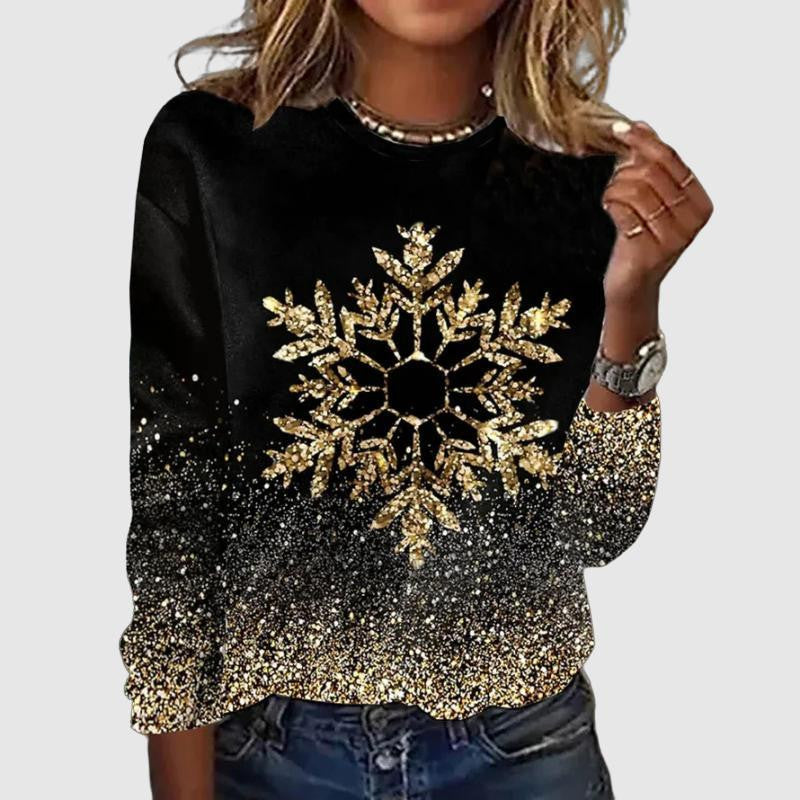 Judy | Snowflake Crew Neck Christmas Sweater Women