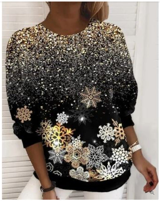 Judy | Snowflake Crew Neck Christmas Sweater Women