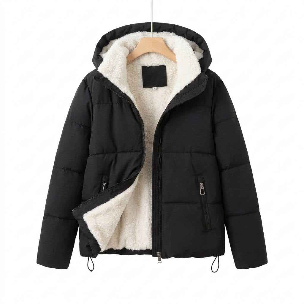 Judy | Sophisticated Quilted Cropped Puffer Jacket with Removable Hood