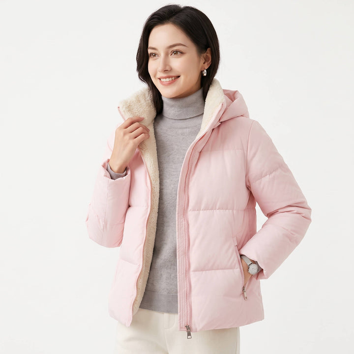 Judy | Sophisticated Quilted Cropped Puffer Jacket with Removable Hood