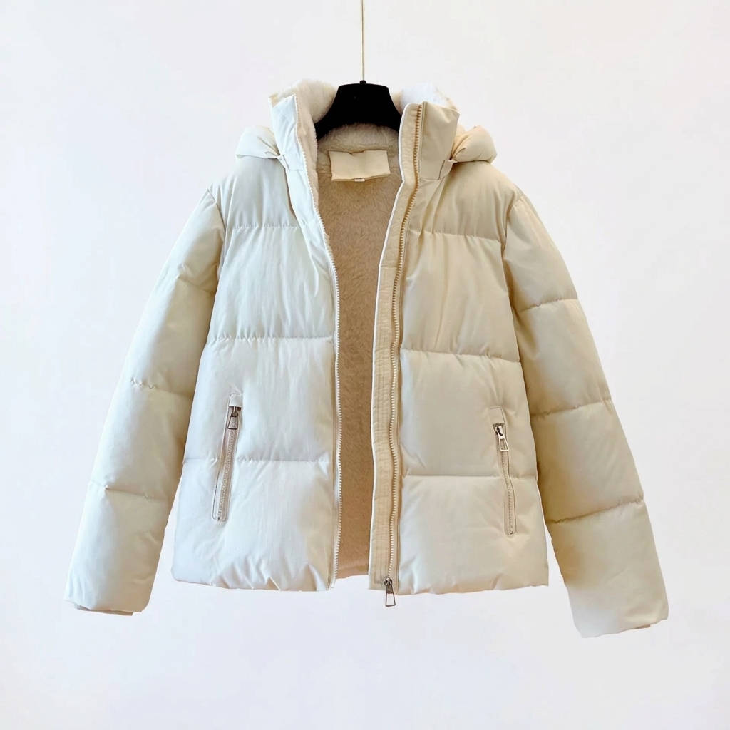 Judy | Sophisticated Quilted Cropped Puffer Jacket with Removable Hood