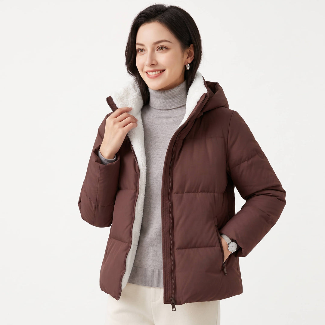 Judy | Sophisticated Quilted Cropped Puffer Jacket with Removable Hood