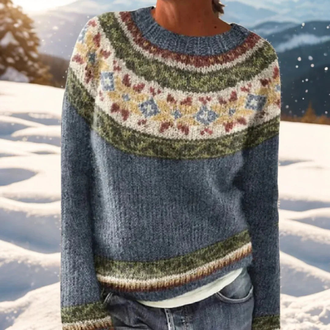 Judy | Stylish Fair Isle Crewneck Knit Sweater
