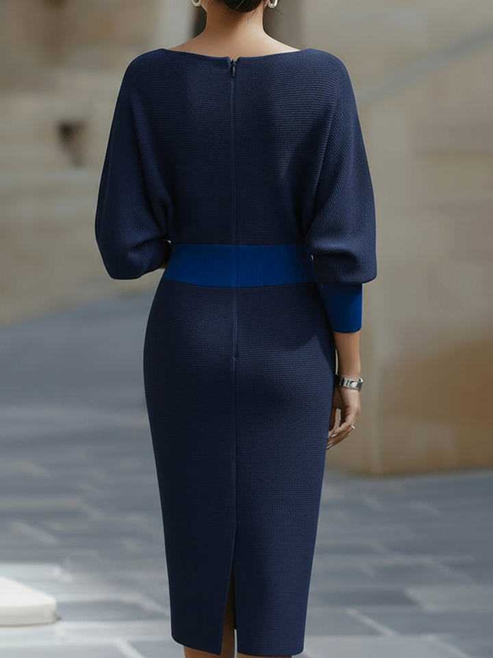 Julia | Polished Fall Wedding Guest Dress with Cowl-Neck Bodycon Midi