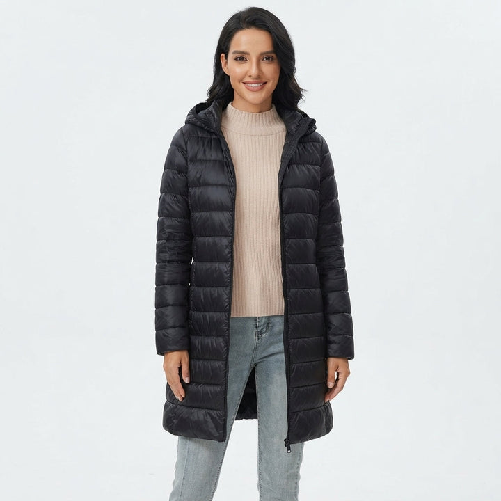 Julia | Refined Quilted Mid-Length Hooded Puffer Jacket