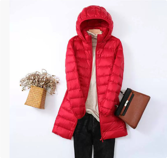 Julia | Refined Quilted Mid-Length Hooded Puffer Jacket