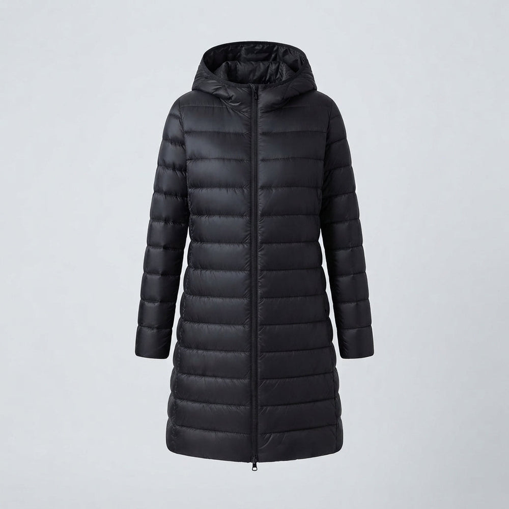 Julia | Refined Quilted Mid-Length Hooded Puffer Jacket