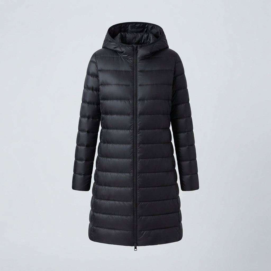 Julia | Refined Quilted Mid-Length Hooded Puffer Jacket