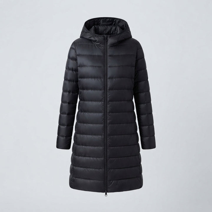 Julia | Refined Quilted Mid-Length Hooded Puffer Jacket