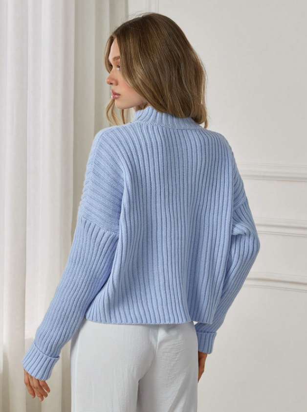 Julia | Relaxed Ribbed Long Sleeve Turtleneck Sweater