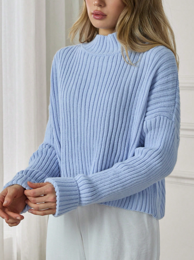 Julia | Relaxed Ribbed Long Sleeve Turtleneck Sweater