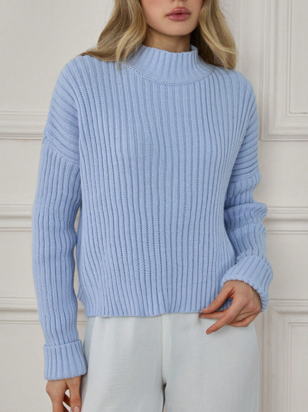 Julia | Relaxed Ribbed Long Sleeve Turtleneck Sweater