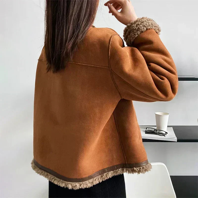 Julia | Stylish Shearling-Lined Button Front Sherpa Jacket