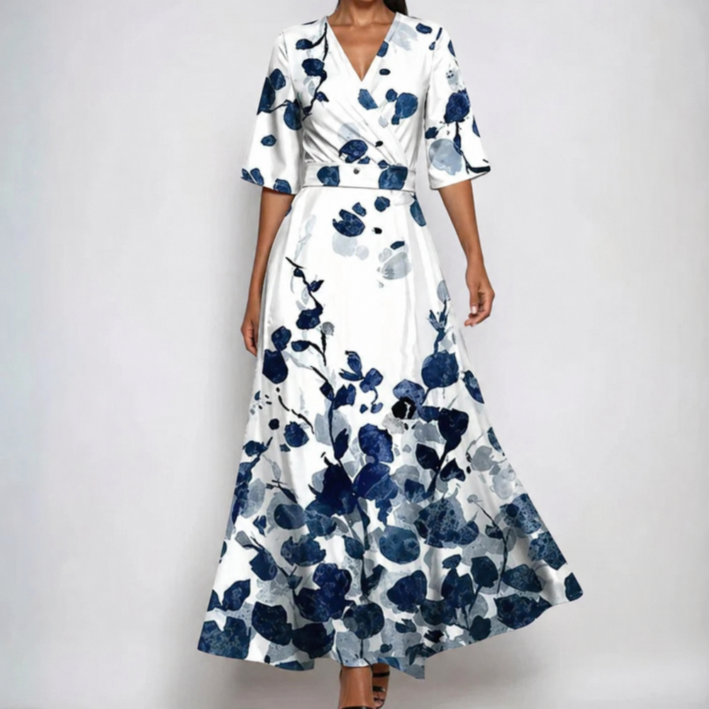 Julie | Cozy Floral Wrap Fall Wedding Guest Maxi Dress