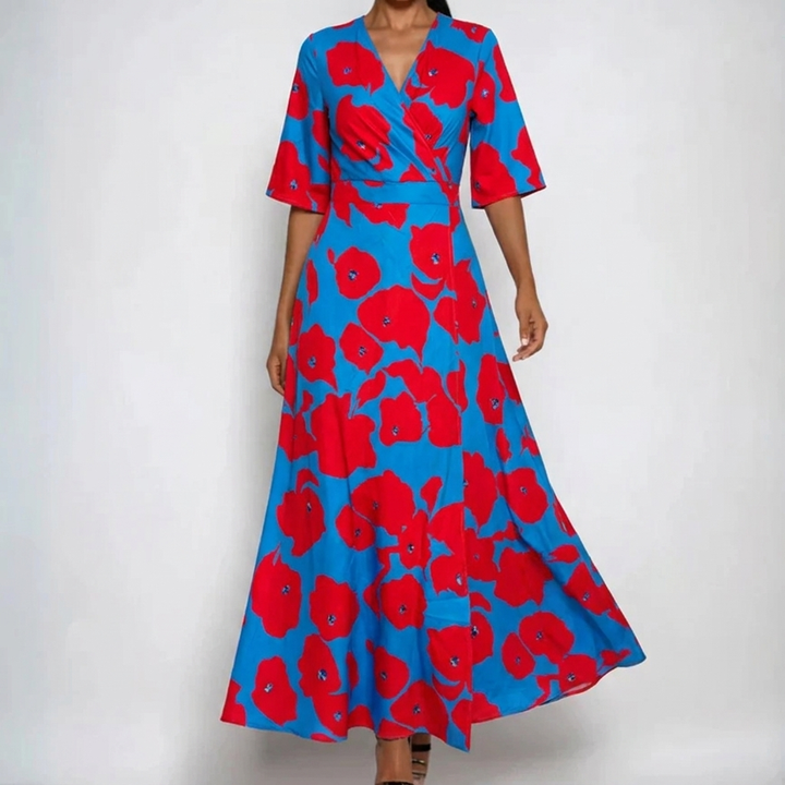 Julie | Cozy Floral Wrap Fall Wedding Guest Maxi Dress