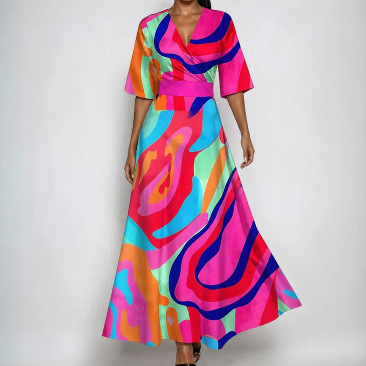 Julie | Cozy Floral Wrap Fall Wedding Guest Maxi Dress