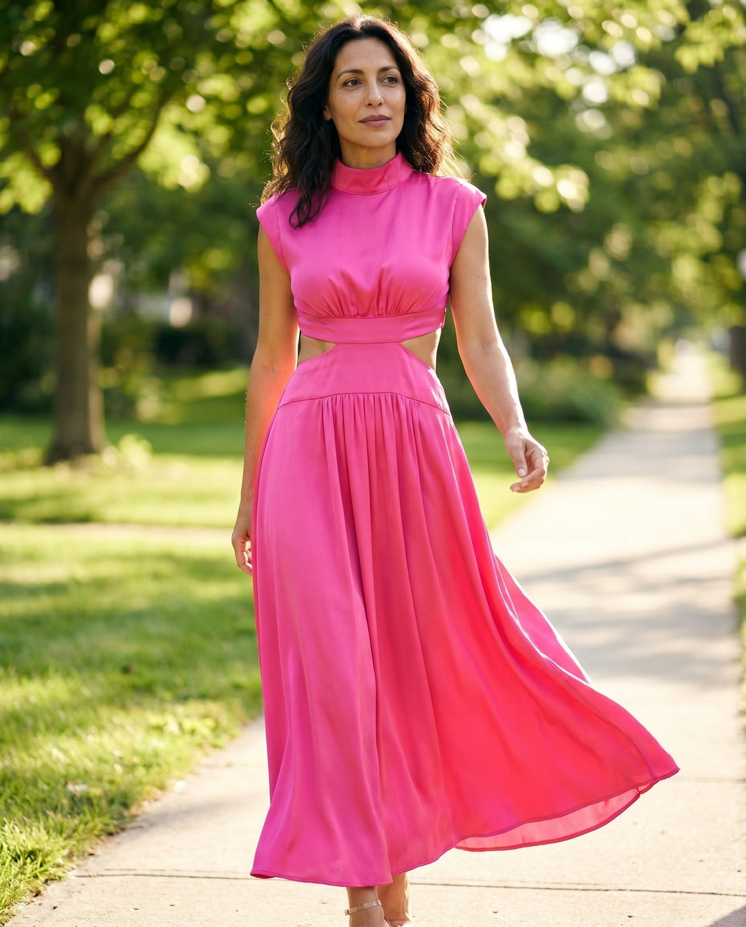 Julie | Cozy High Neck Cutout Waist Holiday Dress