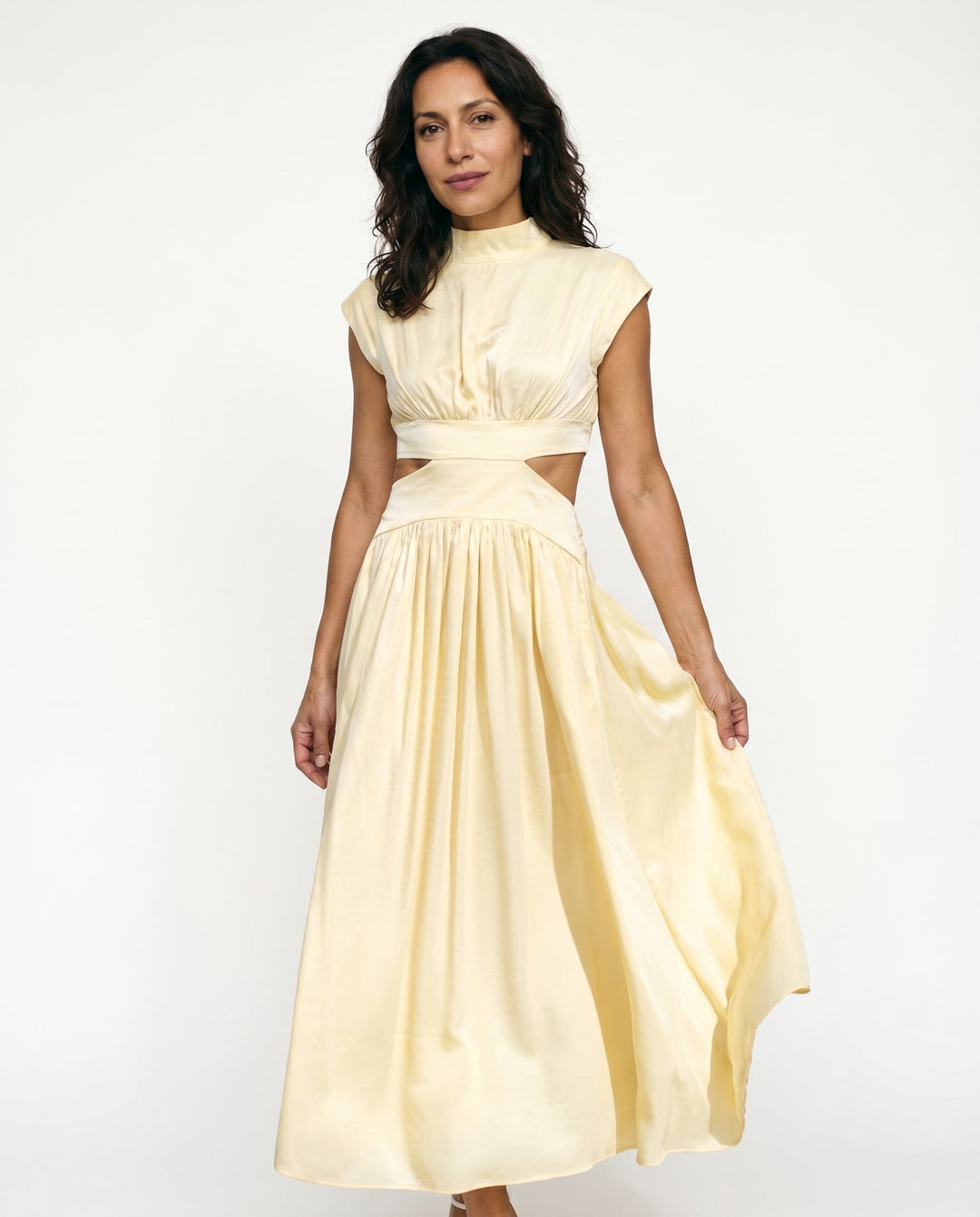 Julie | Cozy High Neck Cutout Waist Holiday Dress