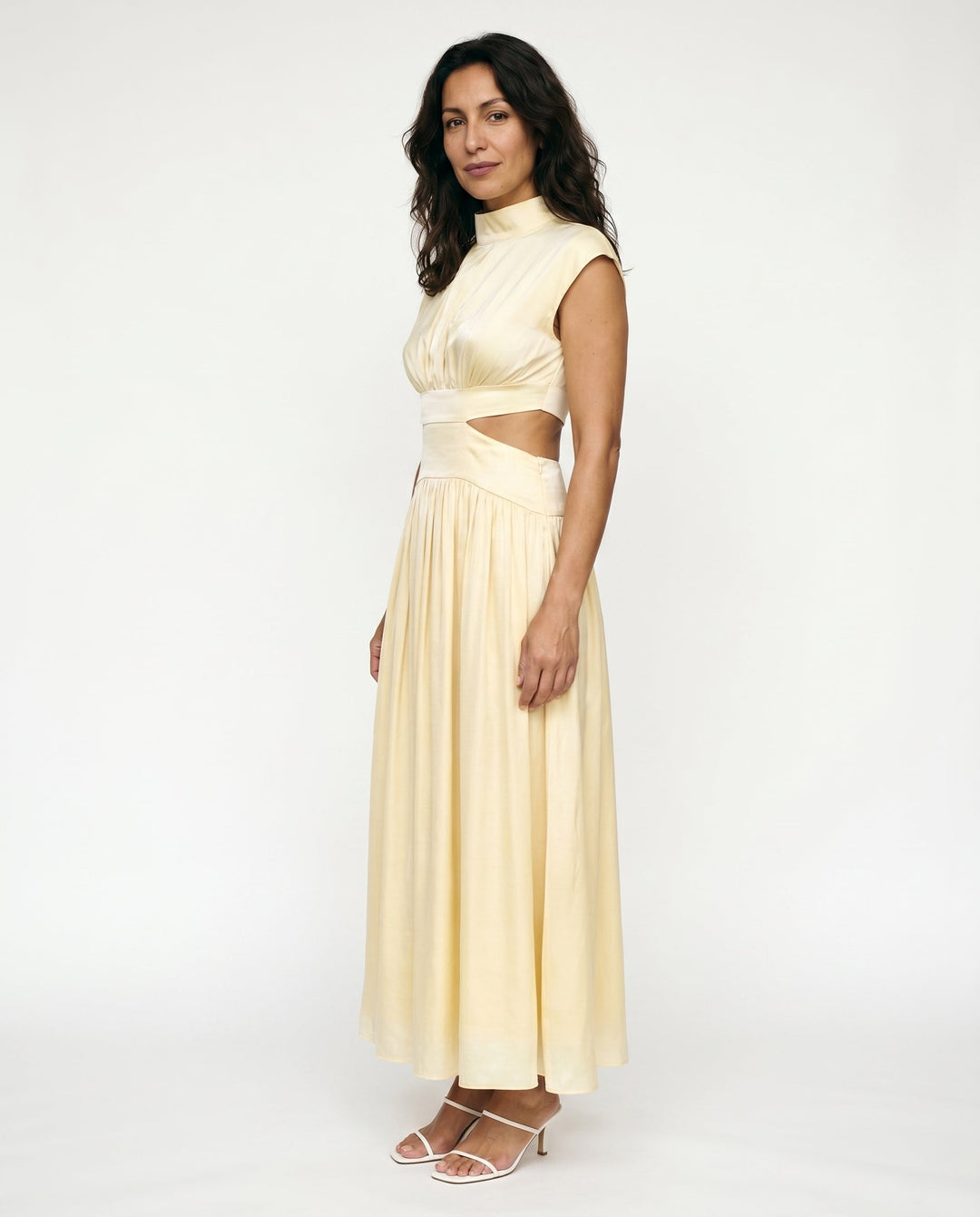 Julie | Cozy High Neck Cutout Waist Holiday Dress