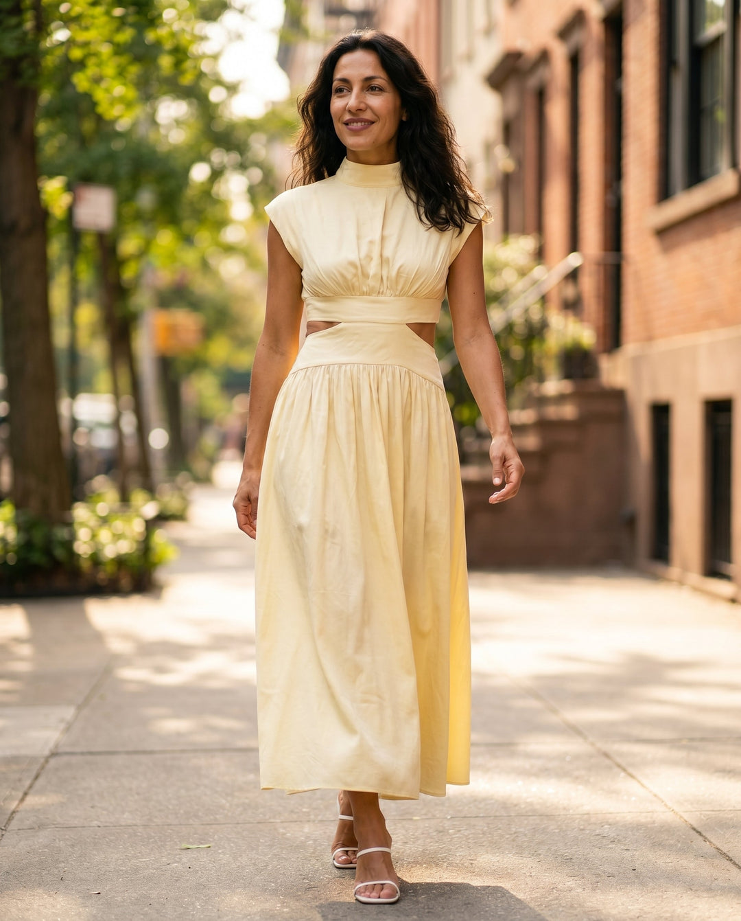 Julie | Cozy High Neck Cutout Waist Holiday Dress