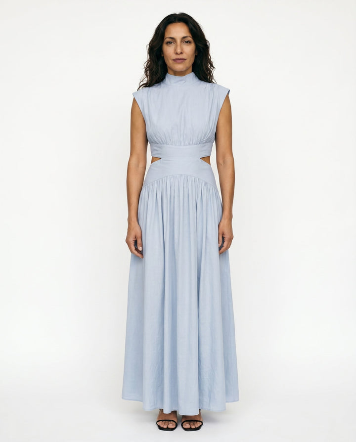 Julie | Cozy High Neck Cutout Waist Holiday Dress