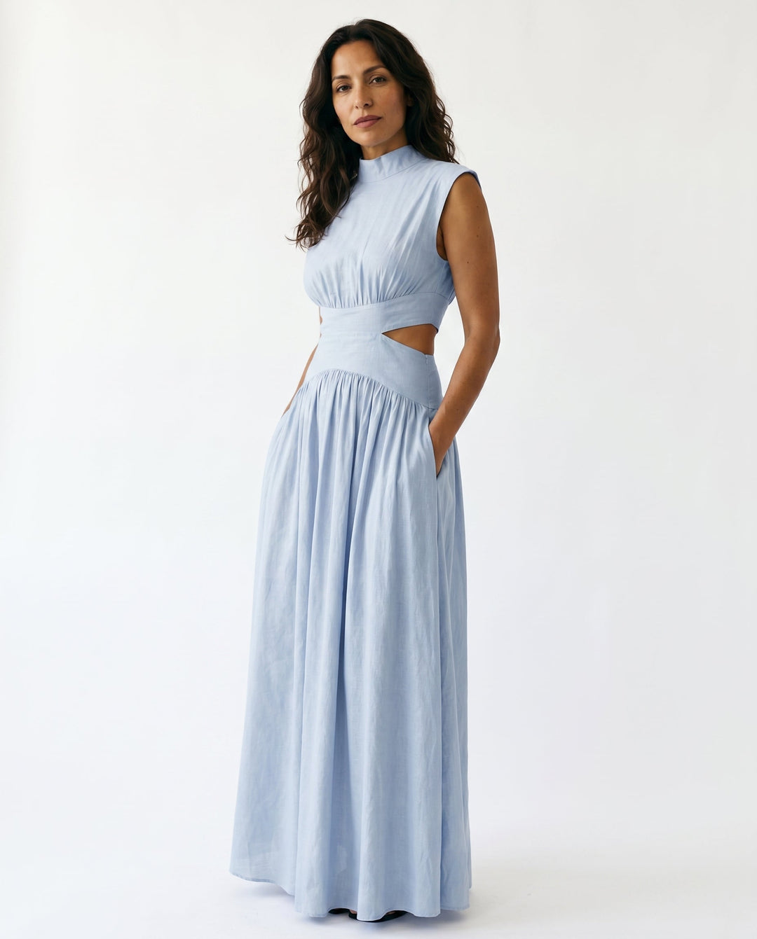 Julie | Cozy High Neck Cutout Waist Holiday Dress