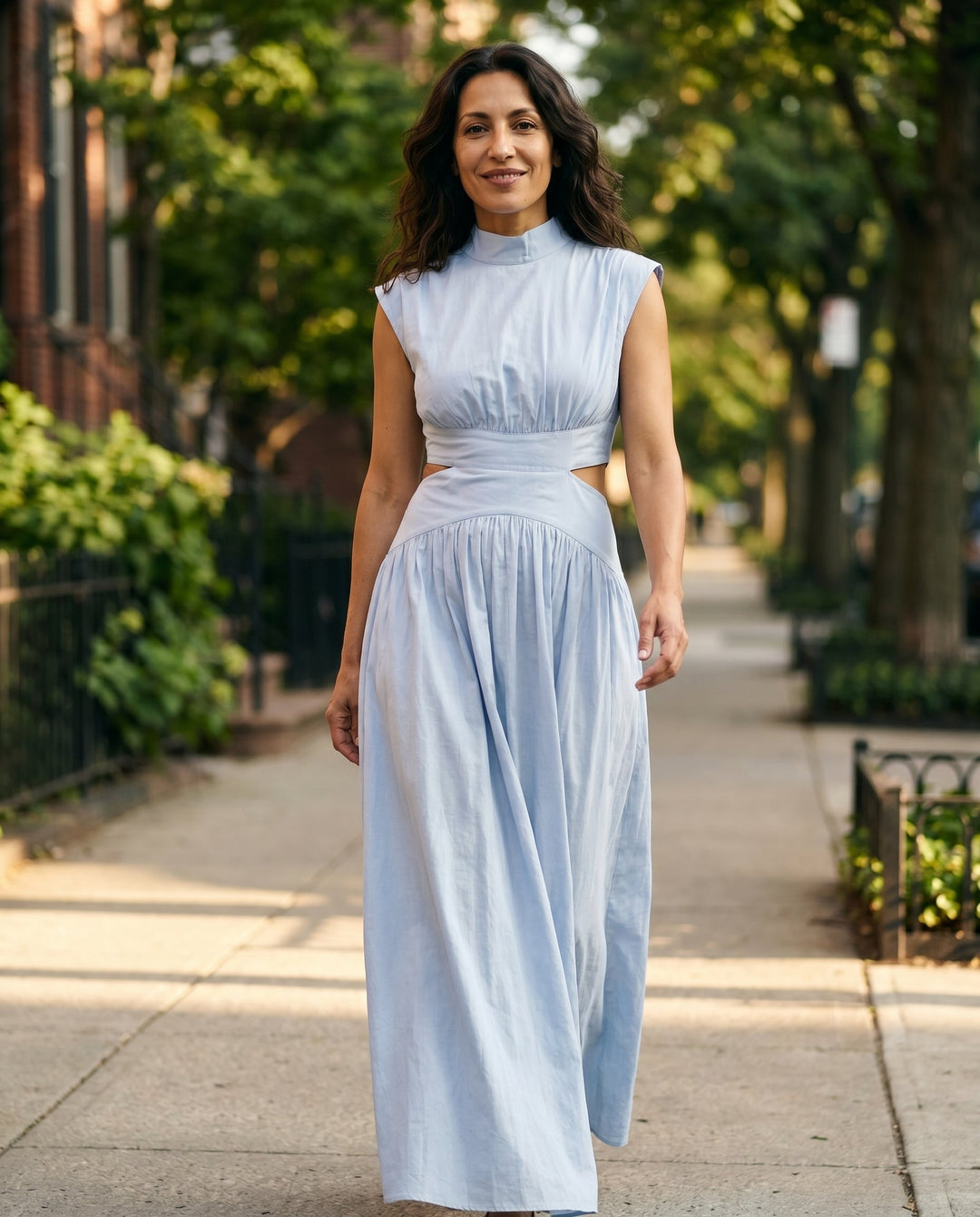 Julie | Cozy High Neck Cutout Waist Holiday Dress