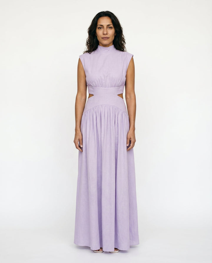 Julie | Cozy High Neck Cutout Waist Holiday Dress