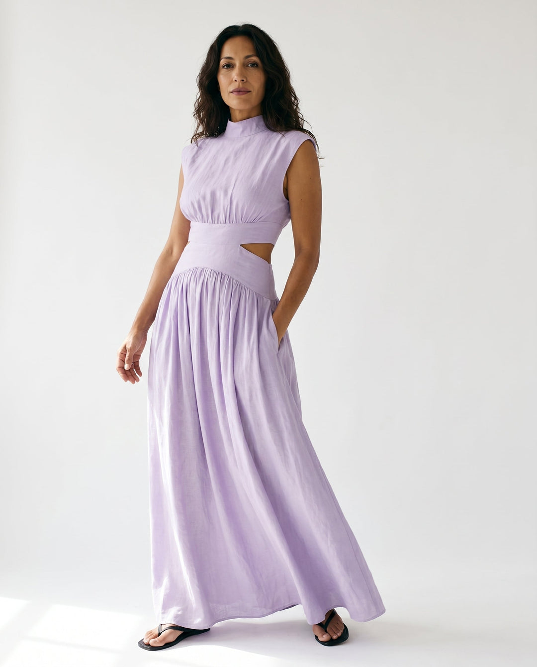Julie | Cozy High Neck Cutout Waist Holiday Dress