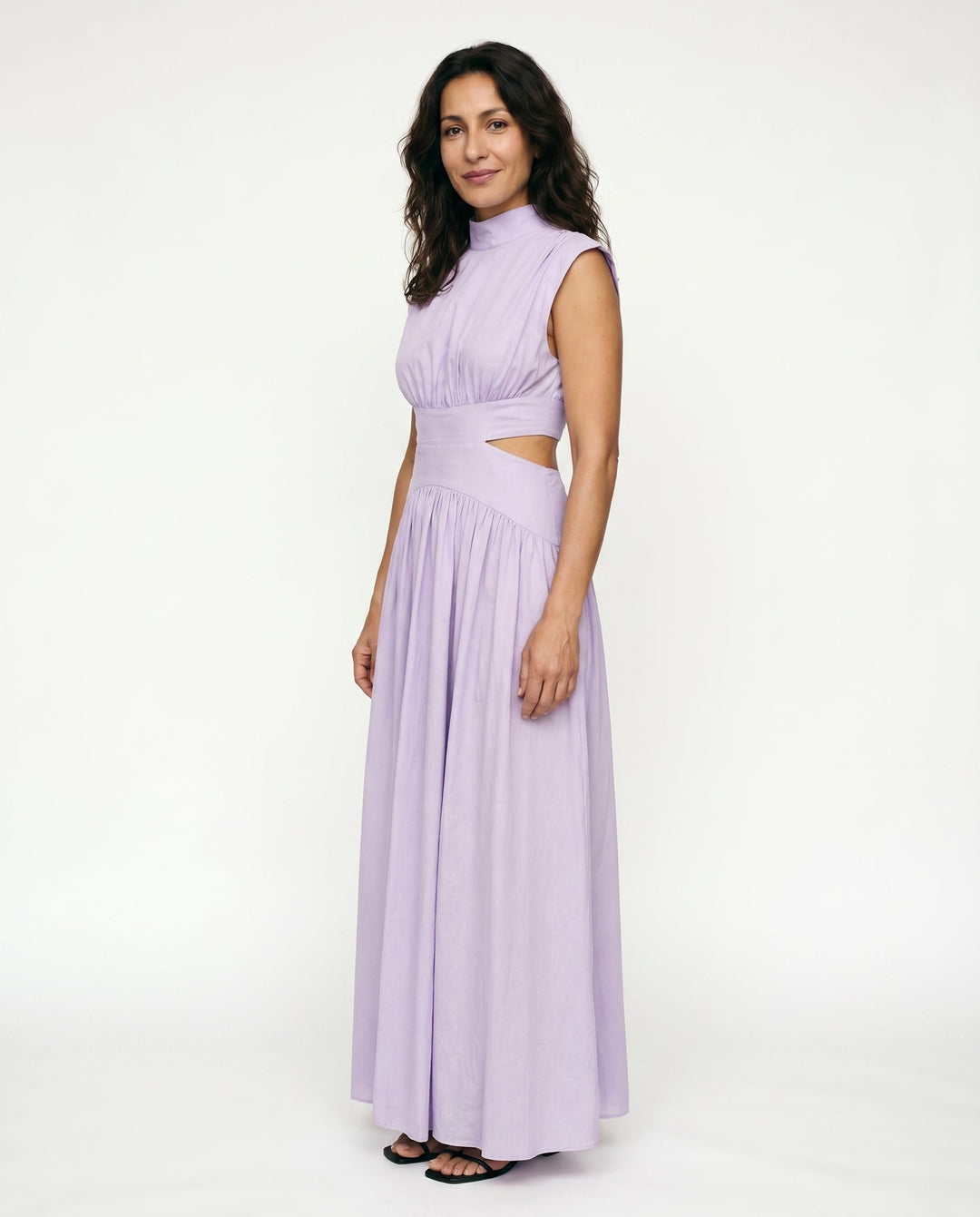 Julie | Cozy High Neck Cutout Waist Holiday Dress