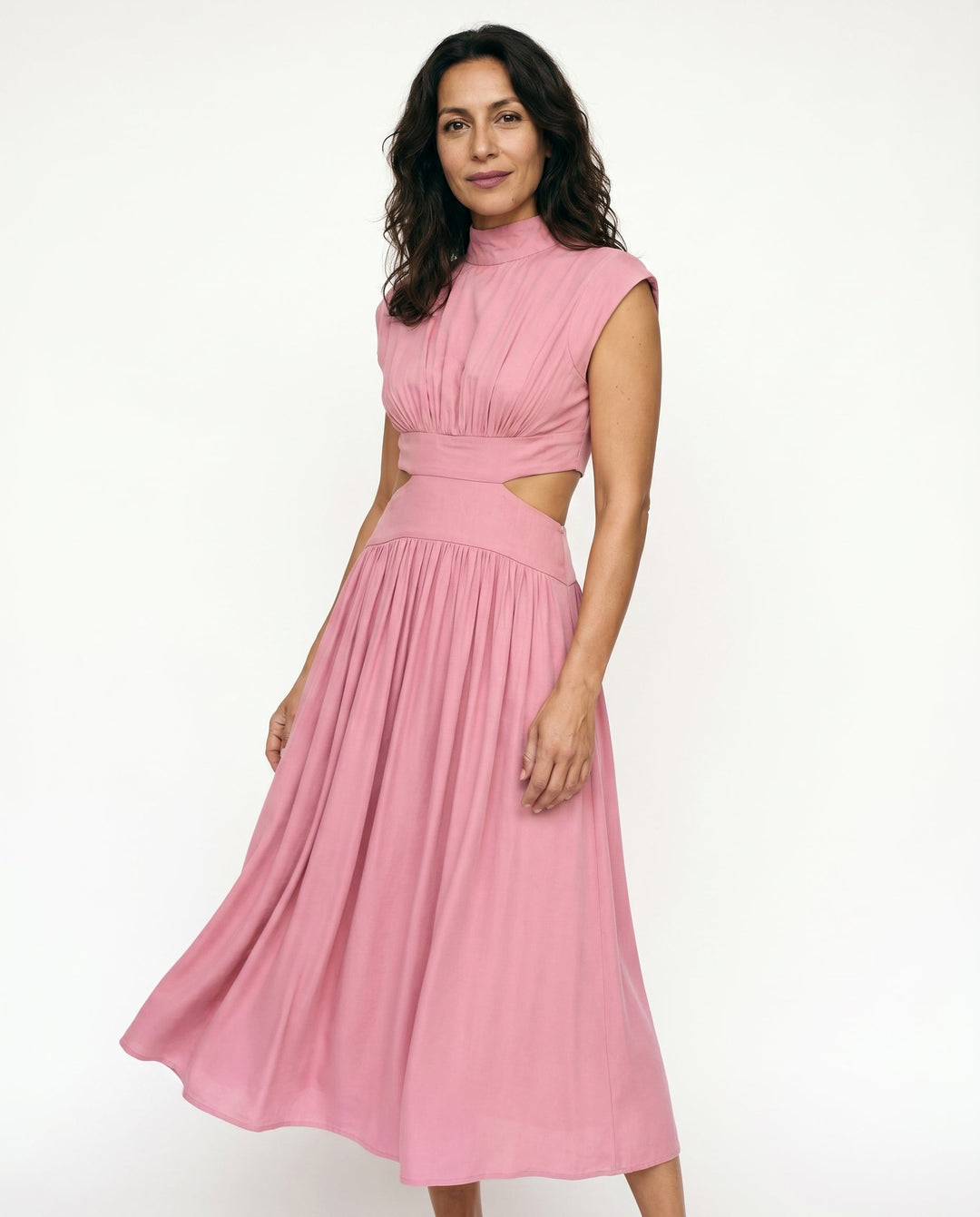 Julie | Cozy High Neck Cutout Waist Holiday Dress