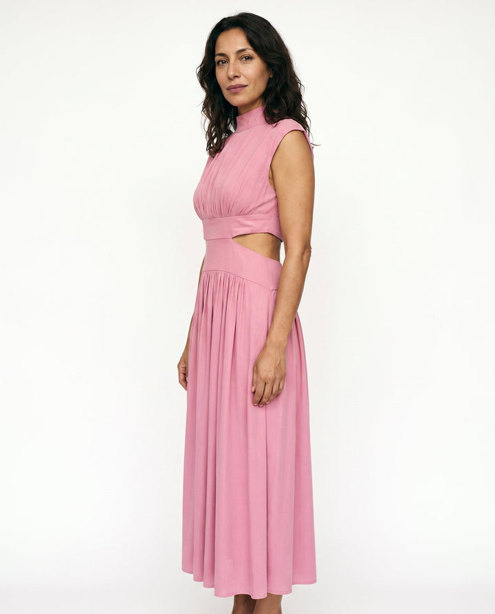 Julie | Cozy High Neck Cutout Waist Holiday Dress