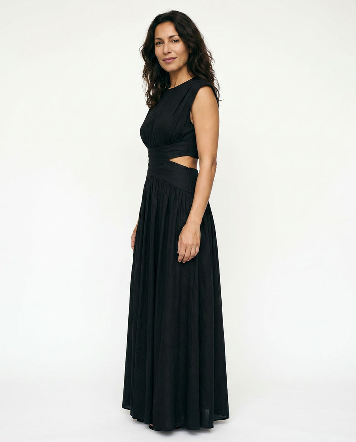 Julie | Cozy High Neck Cutout Waist Holiday Dress