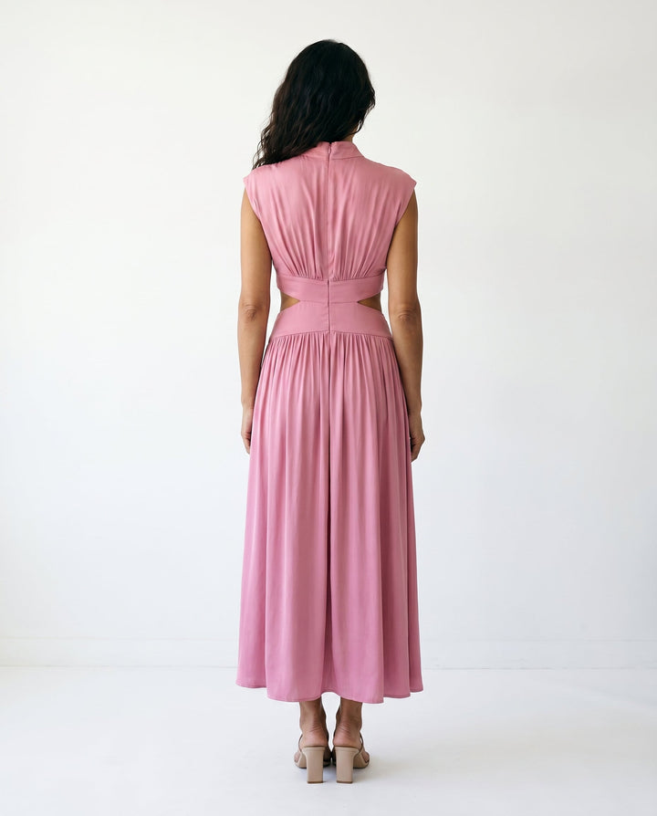Julie | Cozy High Neck Cutout Waist Holiday Dress