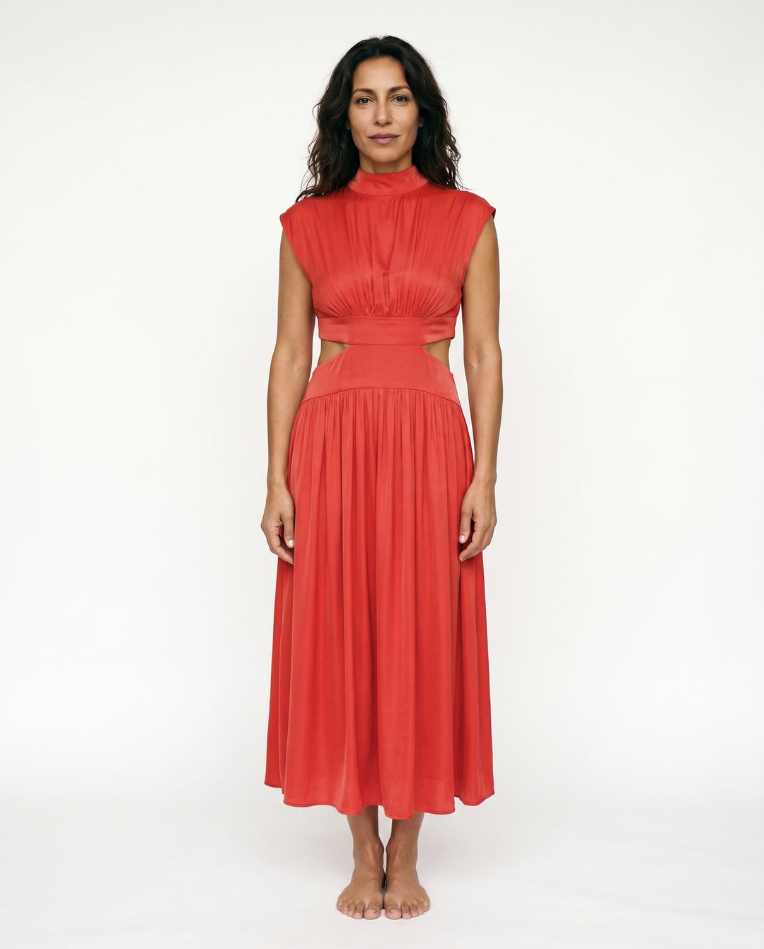 Julie | Cozy High Neck Cutout Waist Holiday Dress