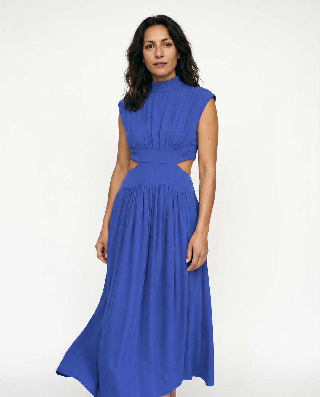 Julie | Cozy High Neck Cutout Waist Holiday Dress