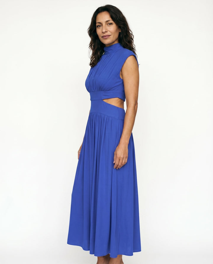 Julie | Cozy High Neck Cutout Waist Holiday Dress