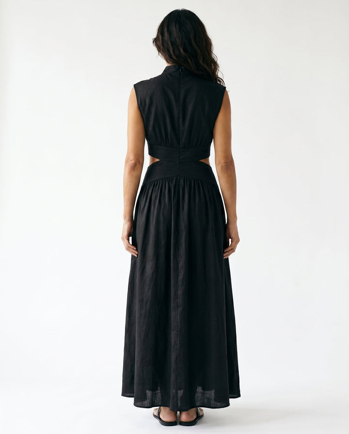 Julie | Cozy High Neck Cutout Waist Holiday Dress