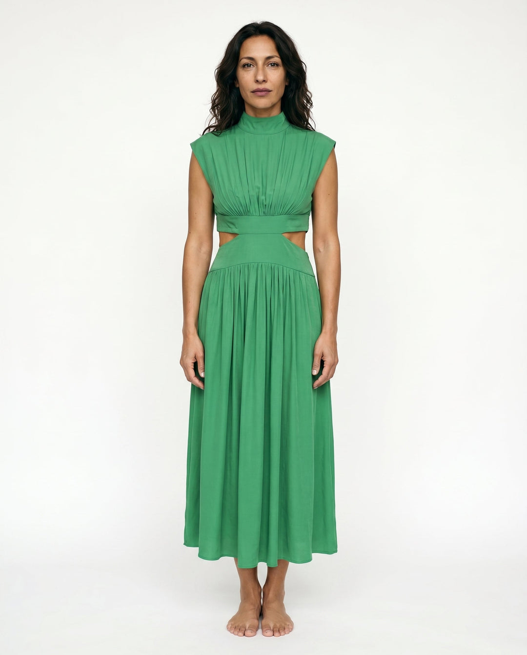 Julie | Cozy High Neck Cutout Waist Holiday Dress