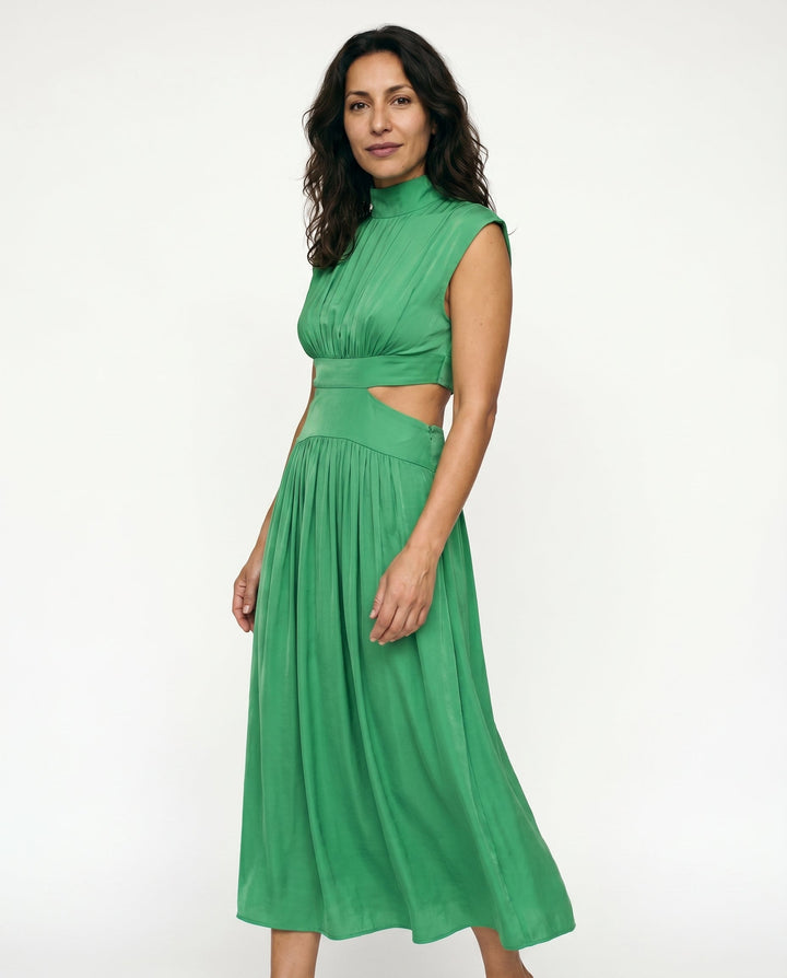 Julie | Cozy High Neck Cutout Waist Holiday Dress