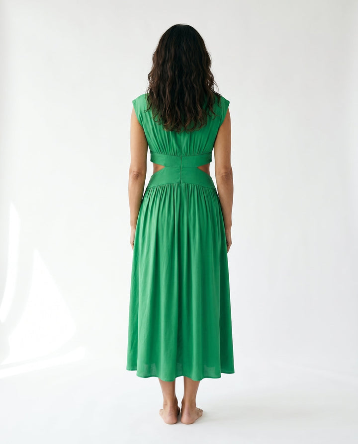 Julie | Cozy High Neck Cutout Waist Holiday Dress
